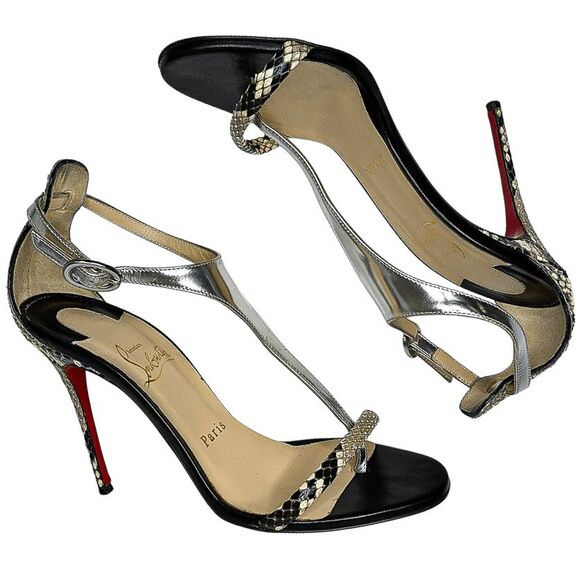 Christian Louboutin Athena Alta 100 Python Snake Heel T-Strap Sandals Size 37 - Picture 7 of 10